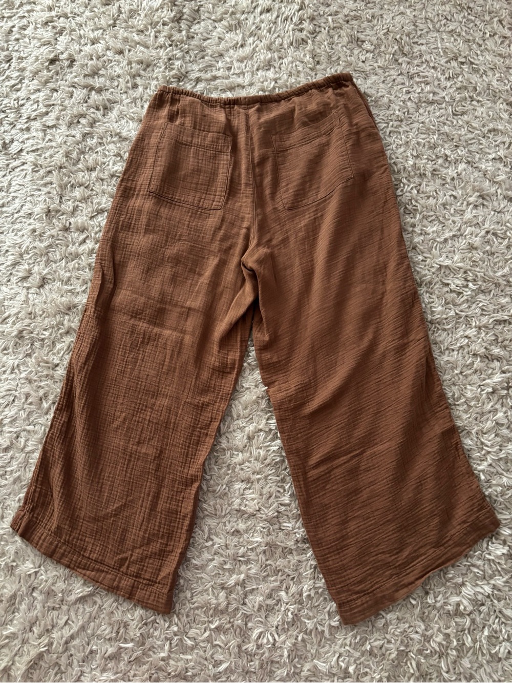 Universal Thread Brown Gauze Wide Leg Pants Size Large | Crochet Trim - Picture 3 of 9